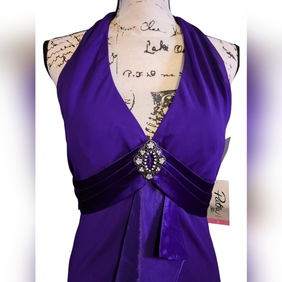 Patra Purple Blue Halter Evening Dress - Picture 5 of 12